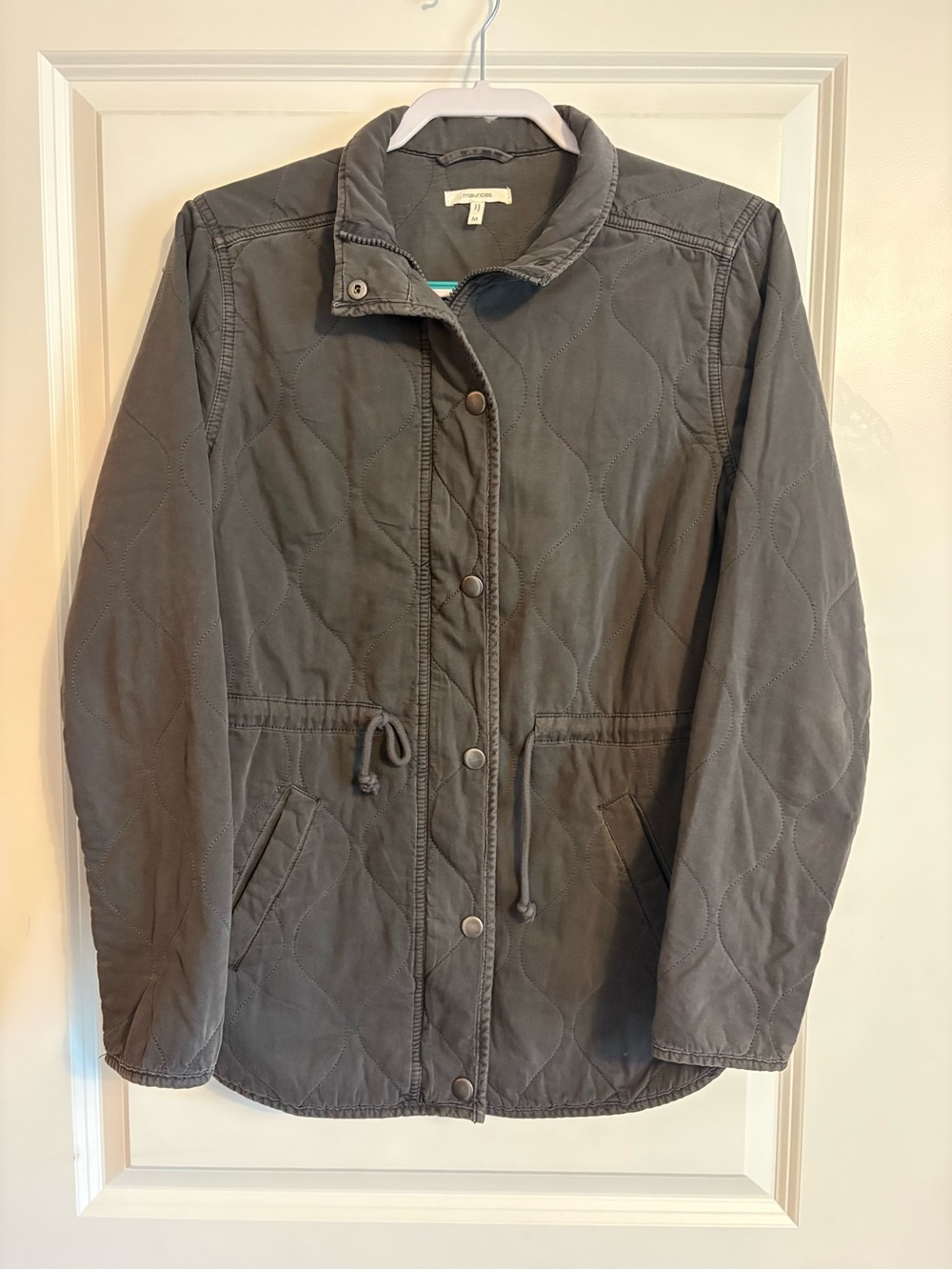 Maurices Quilted Cinch-Waist Utility Jacket - Gray